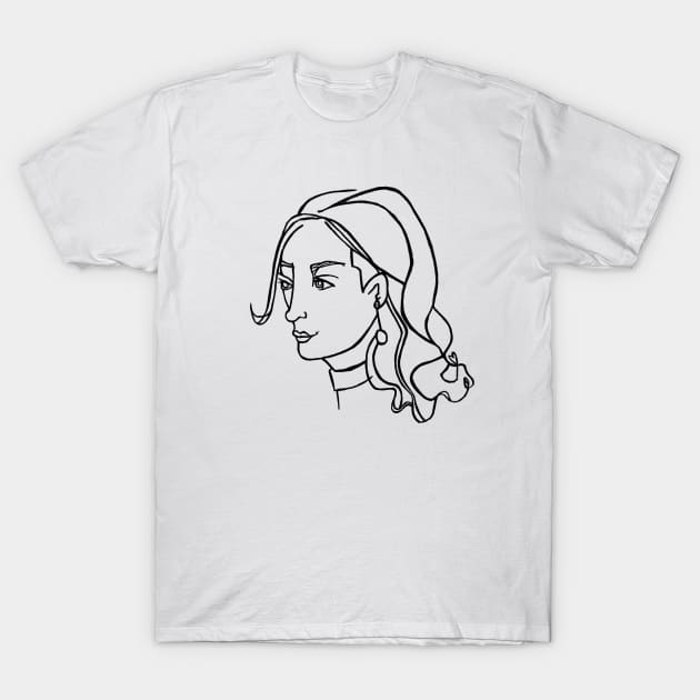 Cool Woman, Ink Portrait T-Shirt by badlydrawnbabe